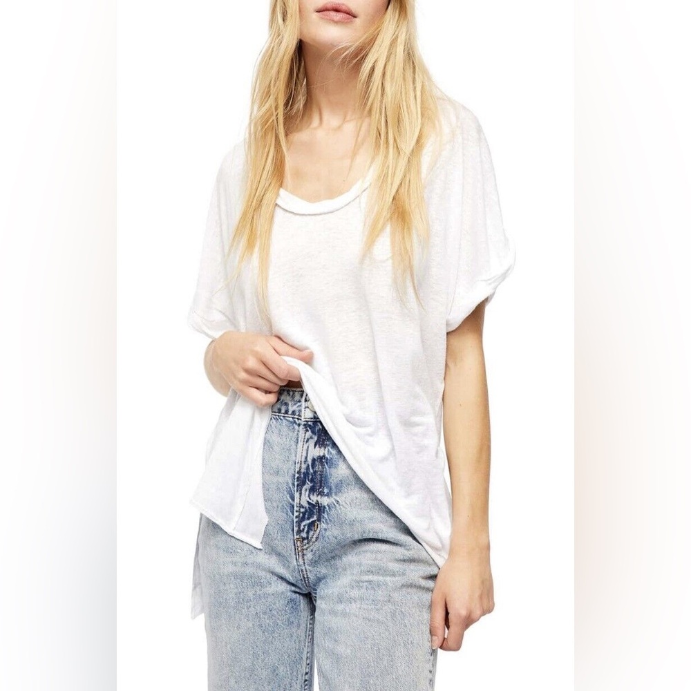 FREE PEOPLE Women's  Under The Sun LOOSE SUMMER Shirt sage green / white